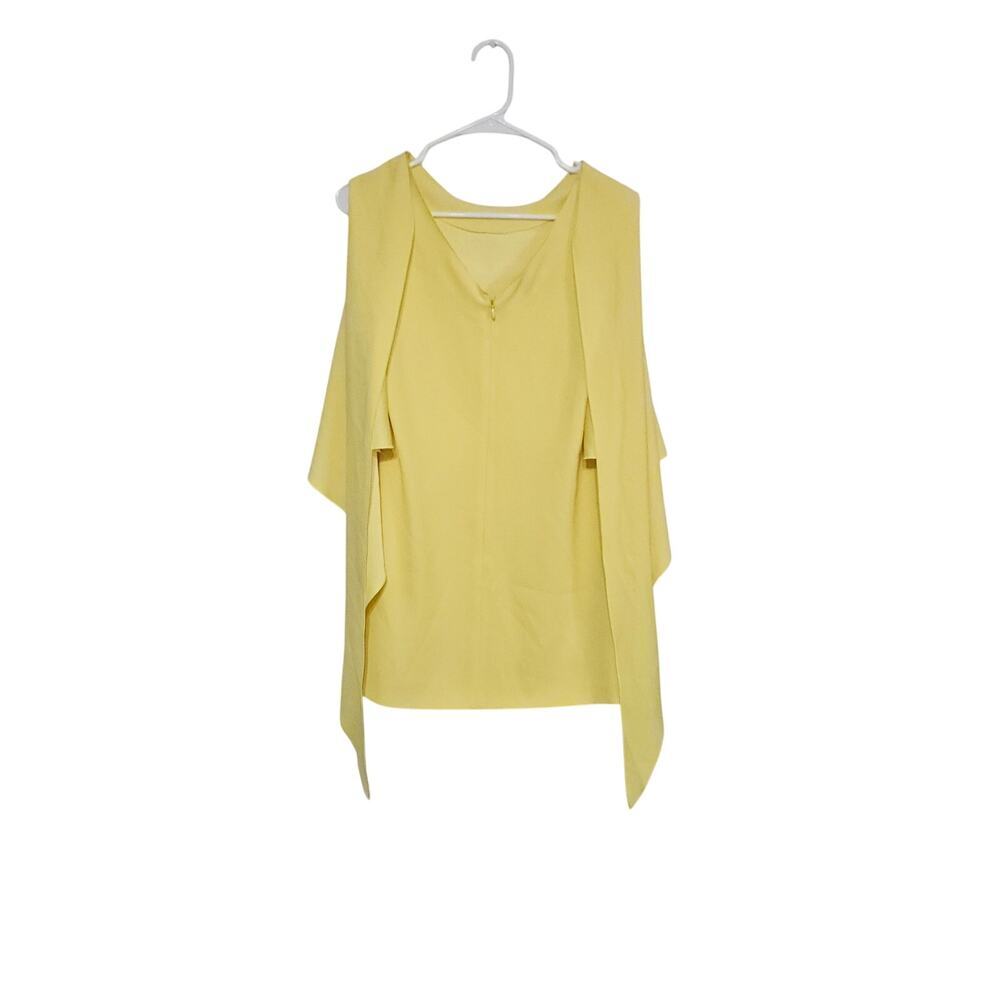 Escada Yellow Drape Front Layered Sleeveless Top Size 32 XS Womens Elegant - Picture 2 of 7